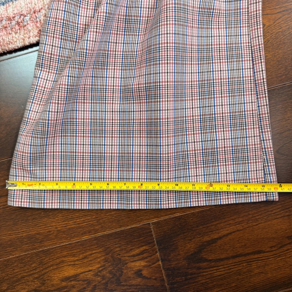 Maeve Avery Pleated Wide Leg Trousers Plaid High Rise Pants Mauve Blue US 6 - Picture 12 of 14